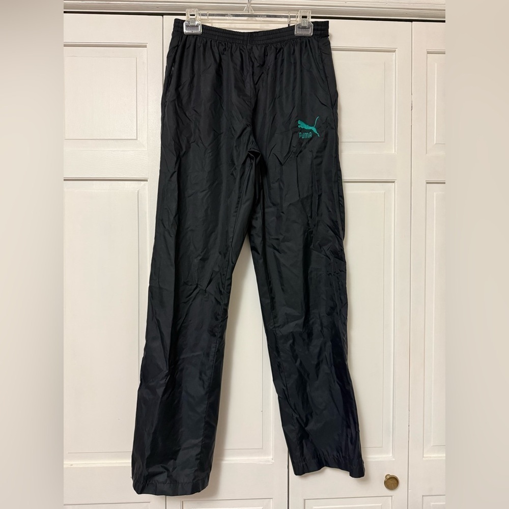 Vintage 90s Y2K Puma Men's Black Nylon Track Pants Medium